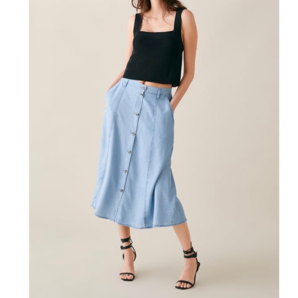 Zara Denim Maxi Skirt with Buttons